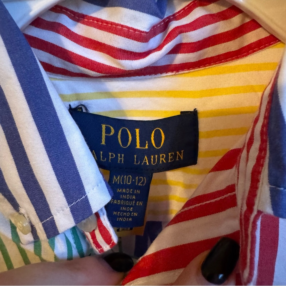 NWT POLO RALPH LAUREN Striped Cotton Poplin Fun Shirt Multicoloured Sz M (10-12) - Picture 5 of 6